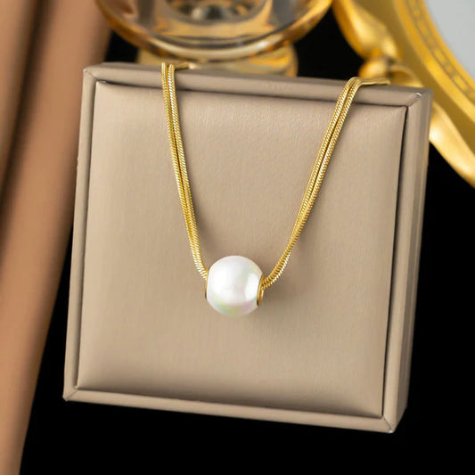 Elegant Pearl Pendant Gold Plated Anti Tarnish Necklace