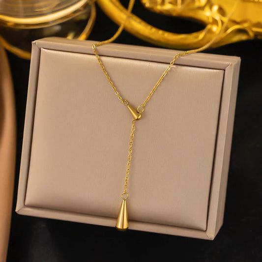 Gold-Plated Drop Cone Anti Tarnish Pendant Chain For Women