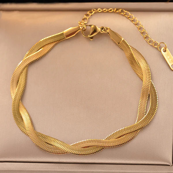 Gold-Plated Anti Tarnish Thick Snake Anti Tarnish Chain Bracelet For Women