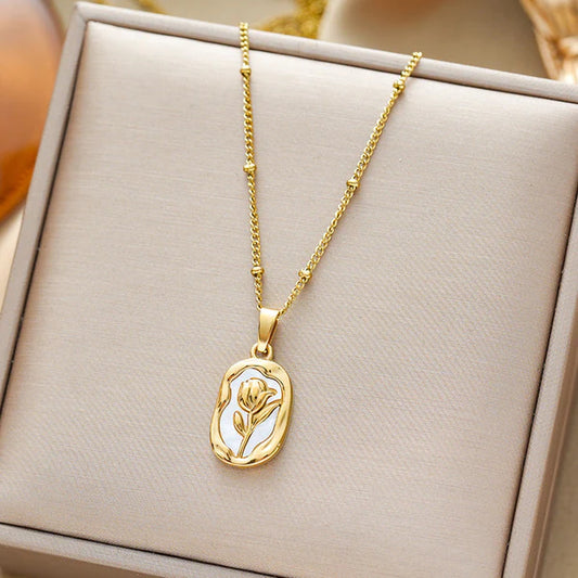 Gold Plated Anti-Tarnish Rose Anti Tarnish Pendant For Women