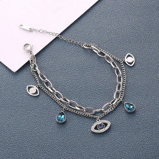 Evil Eye Silver Charm Bracelet – Anti Tarnish Jewellery