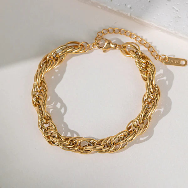 Anti Tarnish Gold Plated Rope Chain Bracelet For Woman