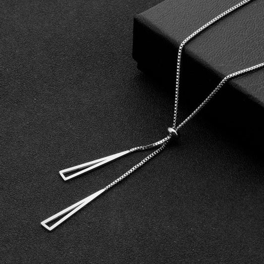 Silver Plated Geometric Lariat Premium Pendant Necklace For Women