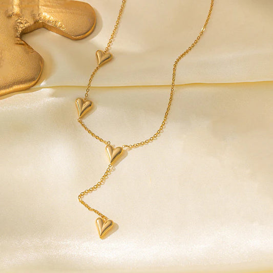 Stylish Gold Plated Multi-Heart Necklace for Women