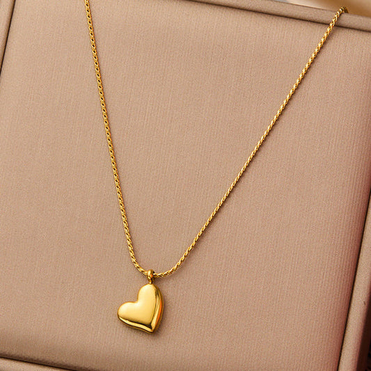 Gold Heart Pendant Anti Tarnish Necklace For Women