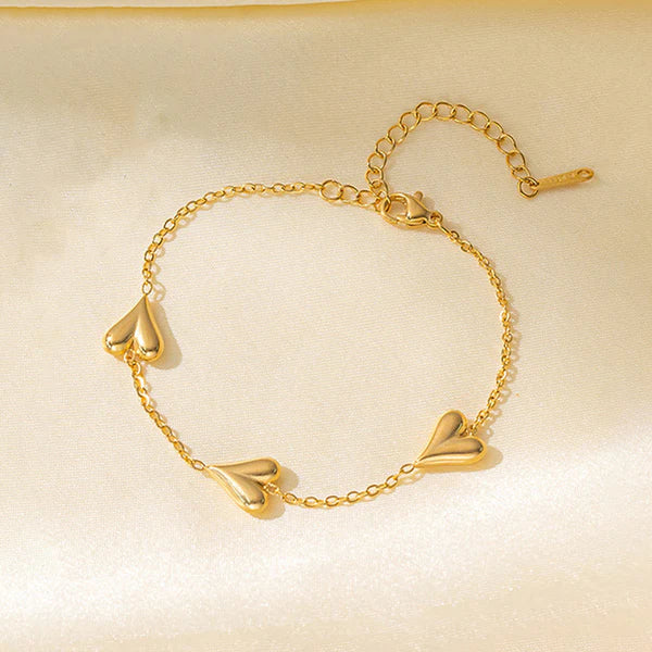 Gold-Plated Dangling Heart Anti Tarnish Bracelet for Women