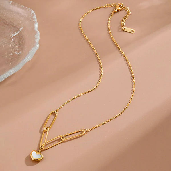 Gold Link Chain with Heart Pendant – Anti-Tarnish