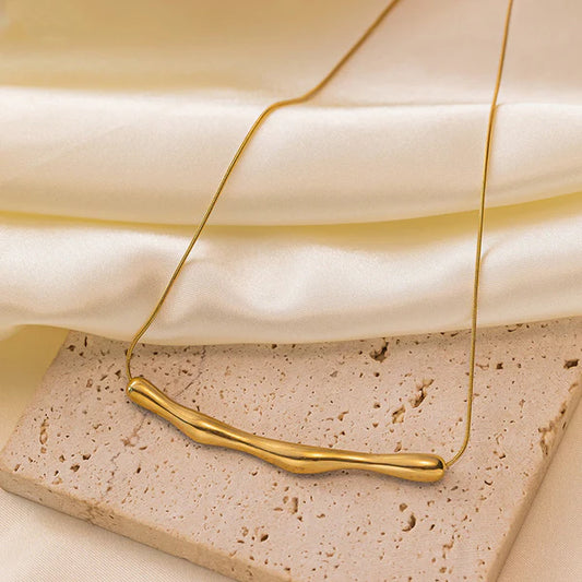 Gold-Plated Textured Bar Necklace