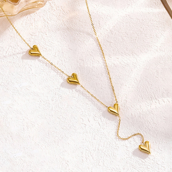 Stylish Gold Plated Multi-Heart Necklace for Women