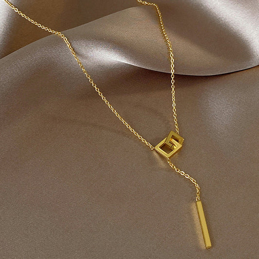 Gold-Plated Geometric Anti Tarnish Pendant Chain Necklace for Women