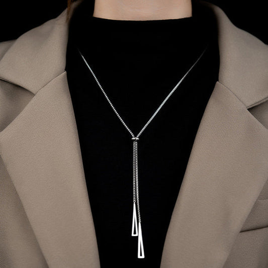 Silver Plated Geometric Lariat Premium Pendant Necklace For Women