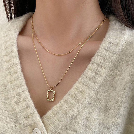 Gold Plated Textured Pendant Layered Chain – Anti Tarnish Jewellery For Women
