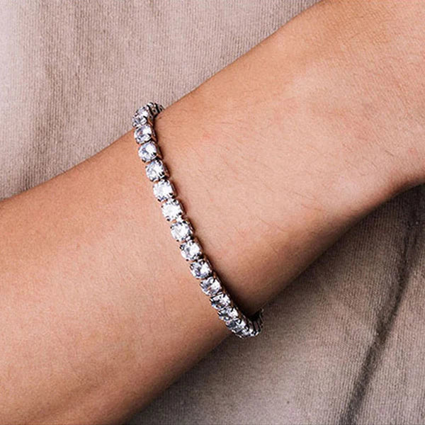Silver Adjustable Tennis Stone Bracelet For Women