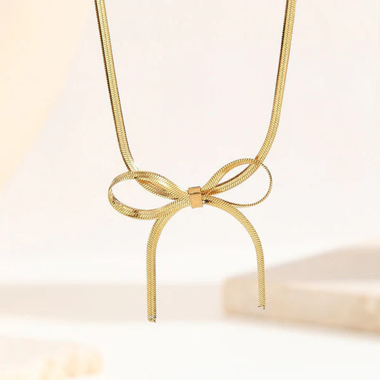 Gold-Plated Anti Tarnish Infinity Bow Necklace For Women