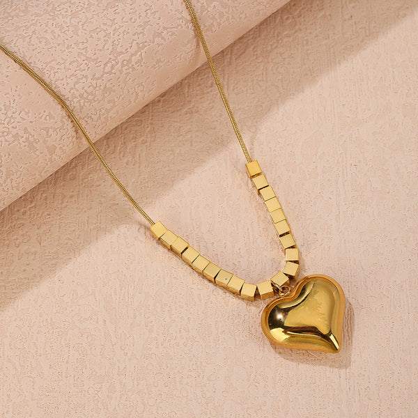 Golden Heart Charm Anti-Tarnish Necklace For Women