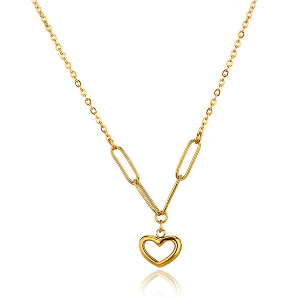 Gold Link Chain with Heart Pendant – Anti-Tarnish