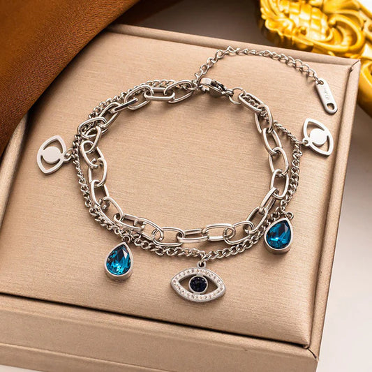 Evil Eye Silver Charm Bracelet – Anti Tarnish Jewellery