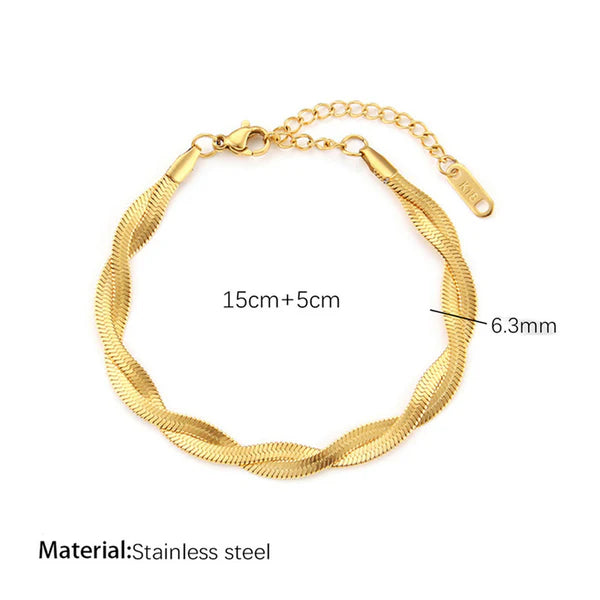 Gold-Plated Anti Tarnish Thick Snake Anti Tarnish Chain Bracelet For Women