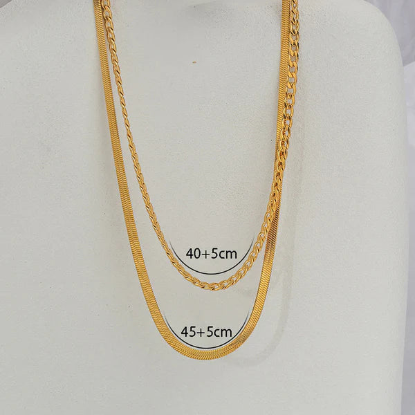 Anti Tarnish Dual Layer Gold Chain Necklace For Women