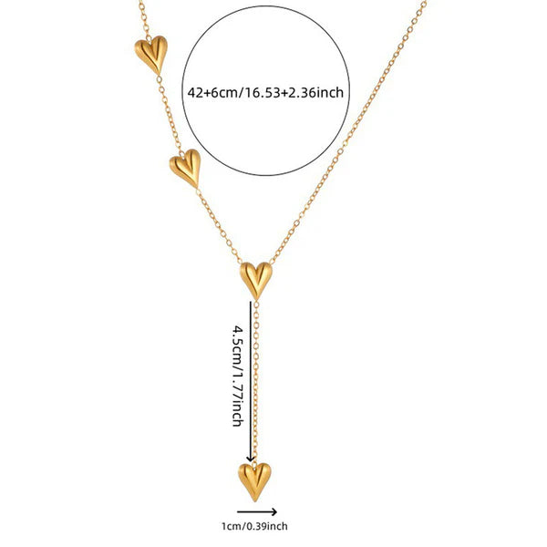 Stylish Gold Plated Multi-Heart Necklace for Women