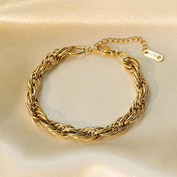 Anti Tarnish Gold Plated Rope Chain Bracelet For Woman