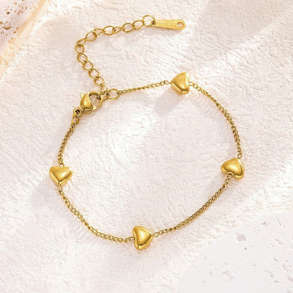 Gold-Plated Heart Charm Anti Tarnish Bracelet for Women