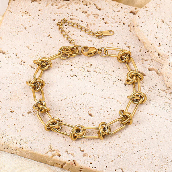 Anti Tarnish Gold Knot Link Bracelet for Women