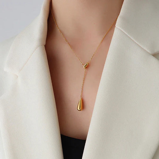 Gold-Plated Drop Cone Anti Tarnish Pendant Chain For Women
