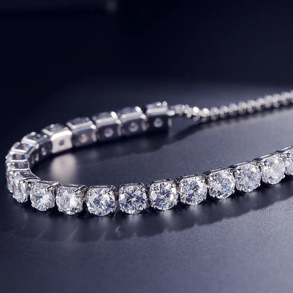 Silver Adjustable Tennis Stone Bracelet For Women
