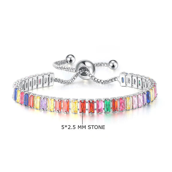 Anti Tarnish Silver Rainbow Crystal Bracelet