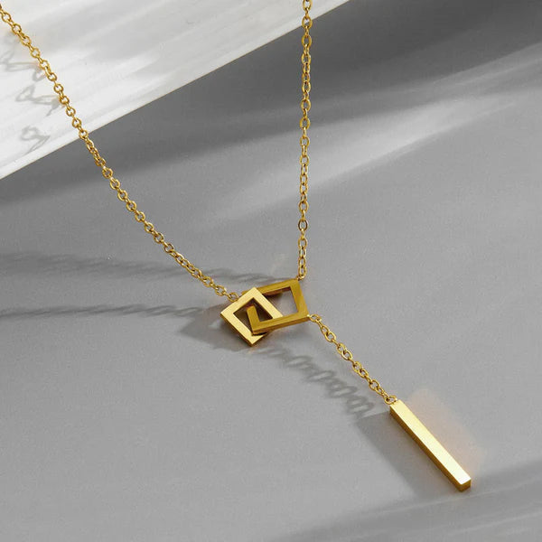 Gold-Plated Geometric Anti Tarnish Pendant Chain Necklace for Women