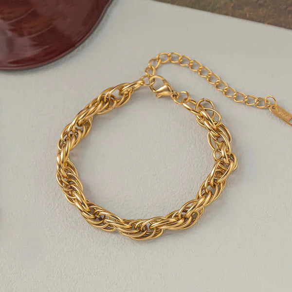 Anti Tarnish Gold Plated Rope Chain Bracelet For Woman