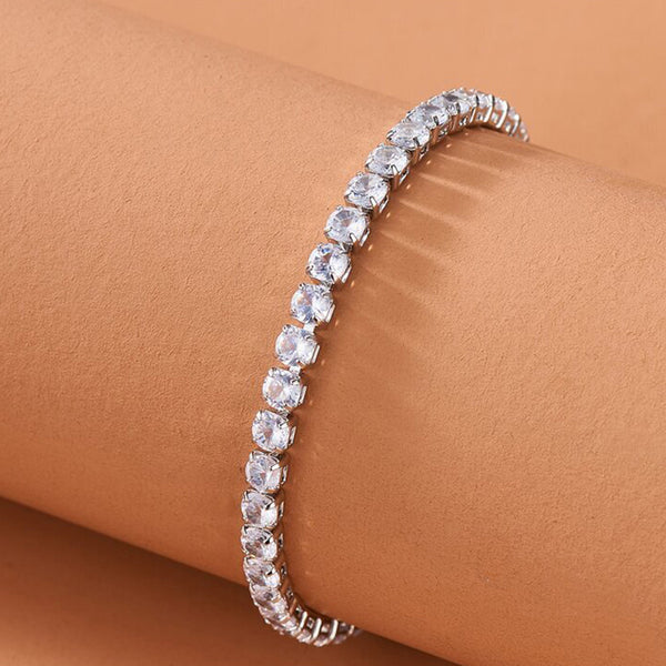 Silver Adjustable Tennis Stone Bracelet For Women