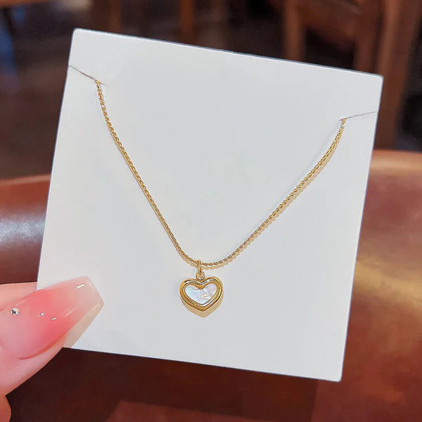 Gold Heart Outline Pendant Necklace – Anti-Tarnish For Women