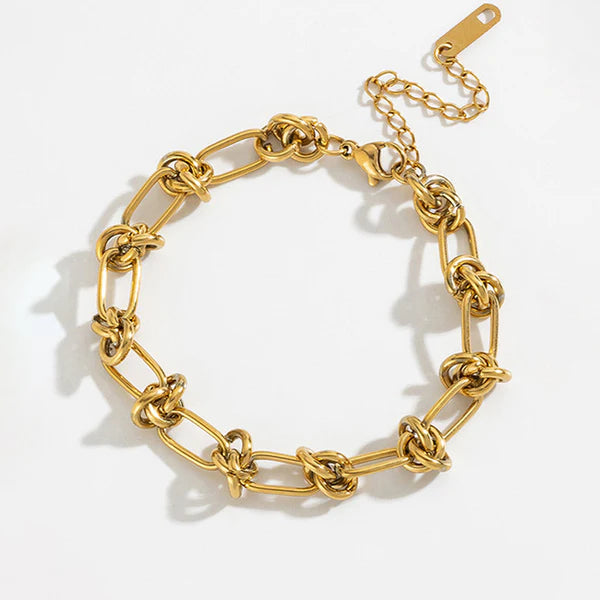 Anti Tarnish Gold Knot Link Bracelet for Women