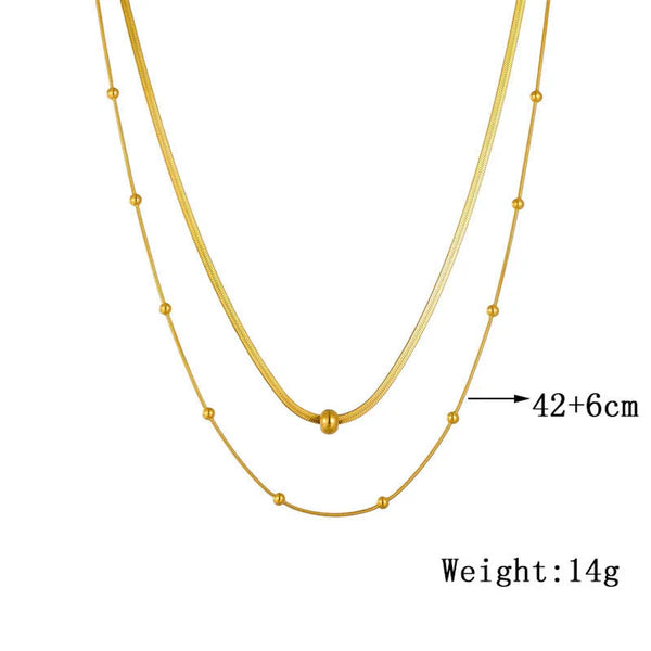 Anti Tarnish Gold Plated Layered Chain Necklace for Women