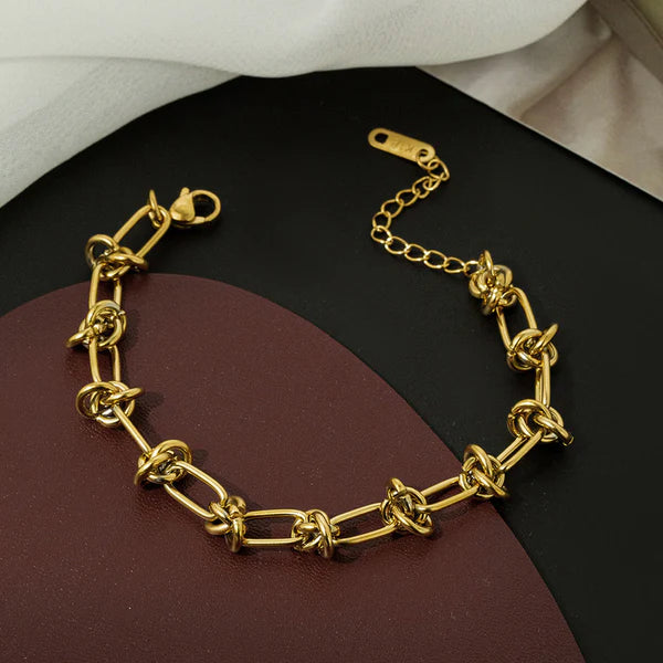 Anti Tarnish Gold Knot Link Bracelet for Women