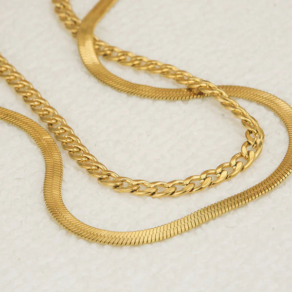 Anti Tarnish Dual Layer Gold Chain Necklace For Women