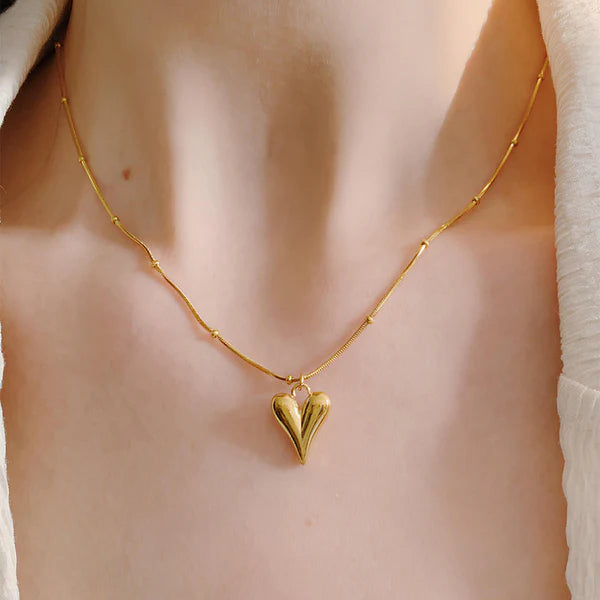 Gold Plated Heart Pendant Anti-Tarnish Necklace for Women