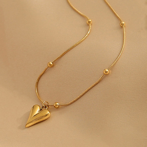 Gold Plated Heart Pendant Anti-Tarnish Necklace for Women