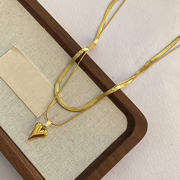 18K Gold-Plated Heart Themed Layered Premium Pendant/Necklace