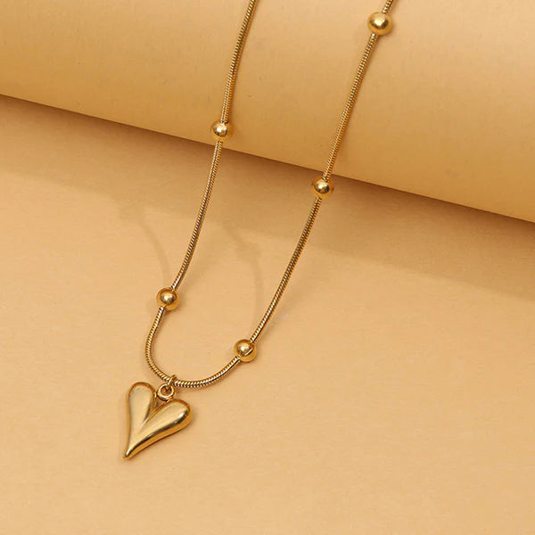 Gold Plated Heart Pendant Anti-Tarnish Necklace for Women