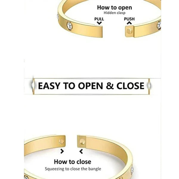 Gold Plated Love Bracelet for Women – Stainless Steel, Anti-Tarnish, AD Stones