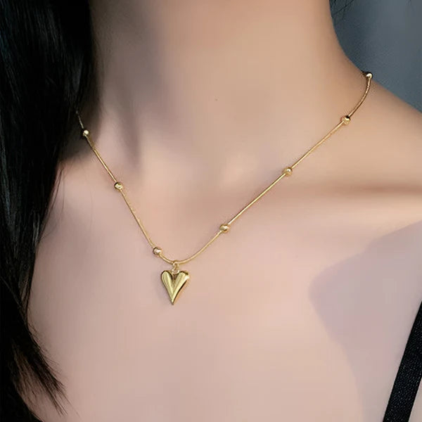 Gold Plated Heart Pendant Anti-Tarnish Necklace for Women