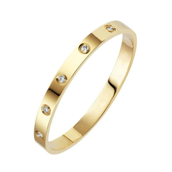 Gold Plated Love Bracelet for Women – Stainless Steel, Anti-Tarnish, AD Stones