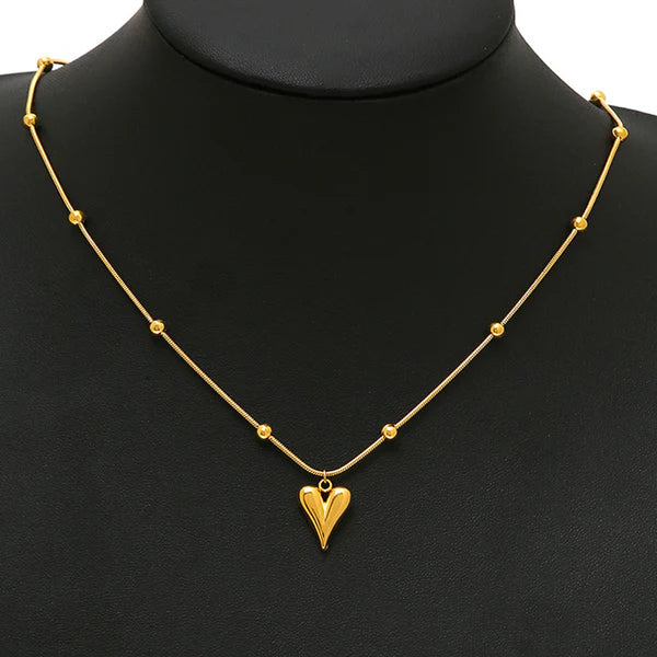 Gold Plated Heart Pendant Anti-Tarnish Necklace for Women