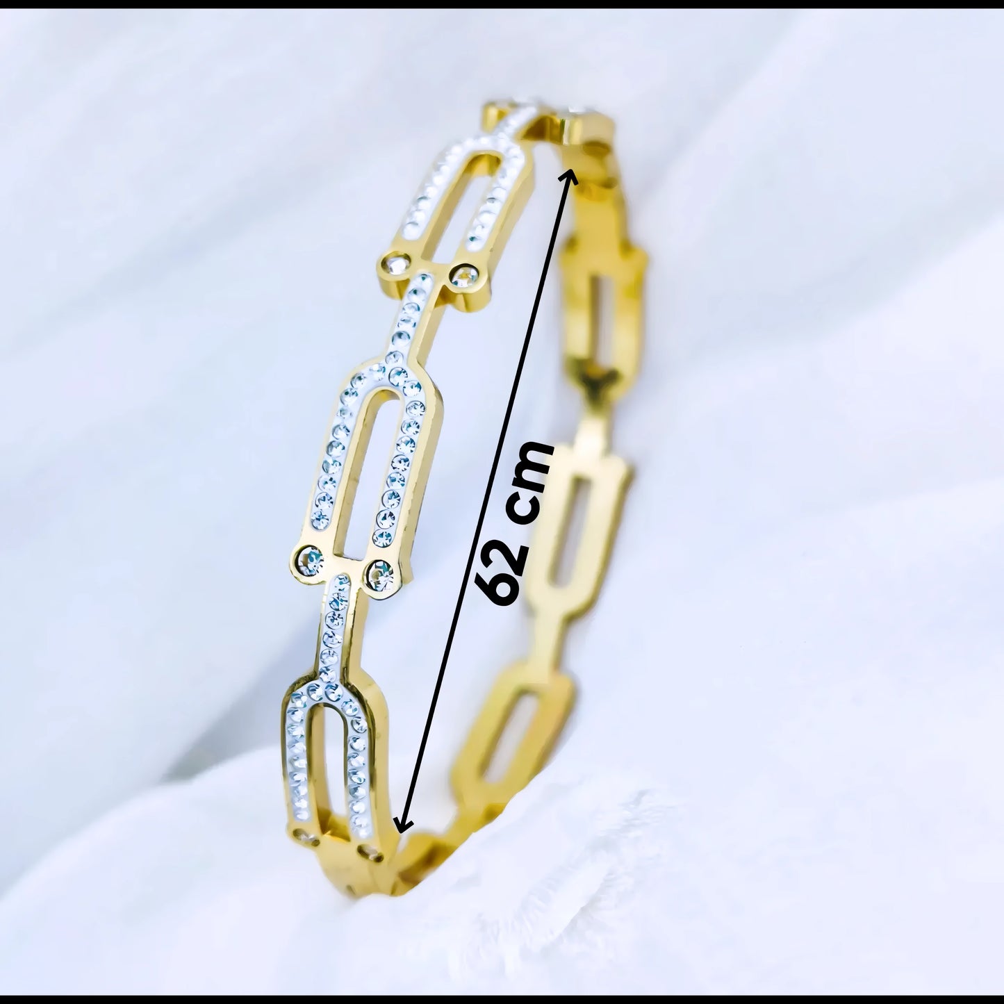 Linked Crystal Charm Anti-Tarnish Gold Plated Kada / Bracelet