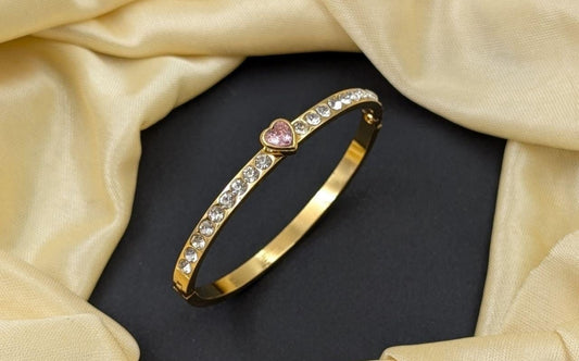 Anti-Tarnish Gold Plated Heart Kada