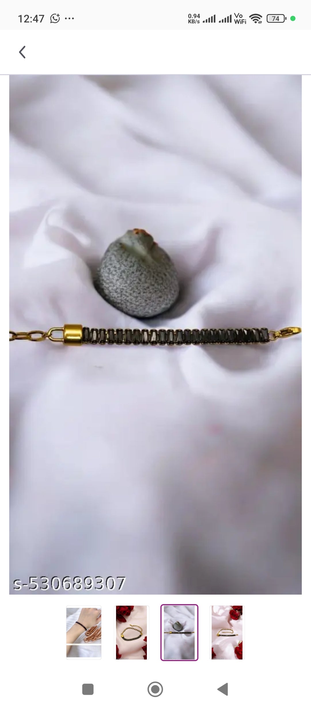 Anti-Tarnish Black Stone & Gold Plated Chain Bracelet for Women