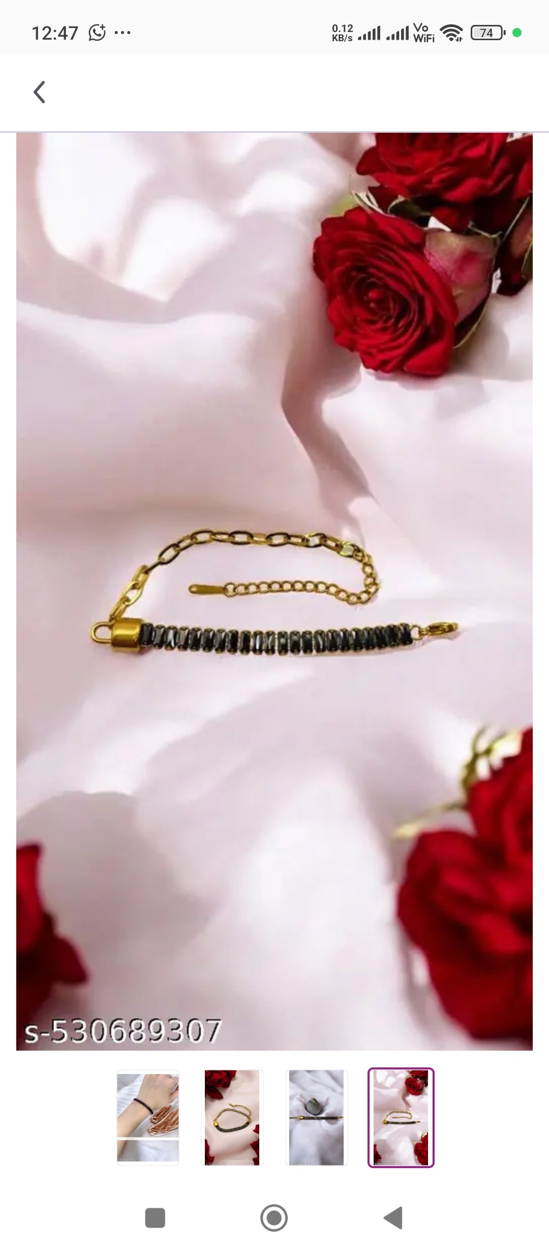 Anti-Tarnish Black Stone & Gold Plated Chain Bracelet for Women
